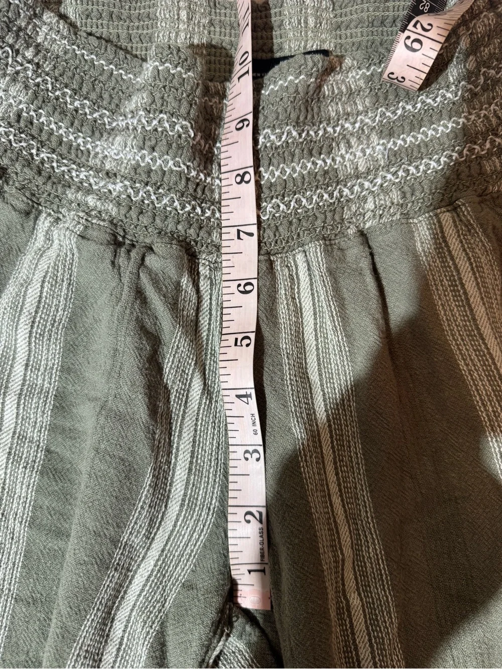 Rewash Linen Rayon Wide Leg Green Striped Pant Medium